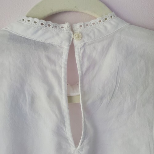 Blusa LOFT Blanca Encaje Plisada Manga Larga Talla S Nueva con Etiquetas Shabby Chic Cottagecore - Imagen 8 de 14
