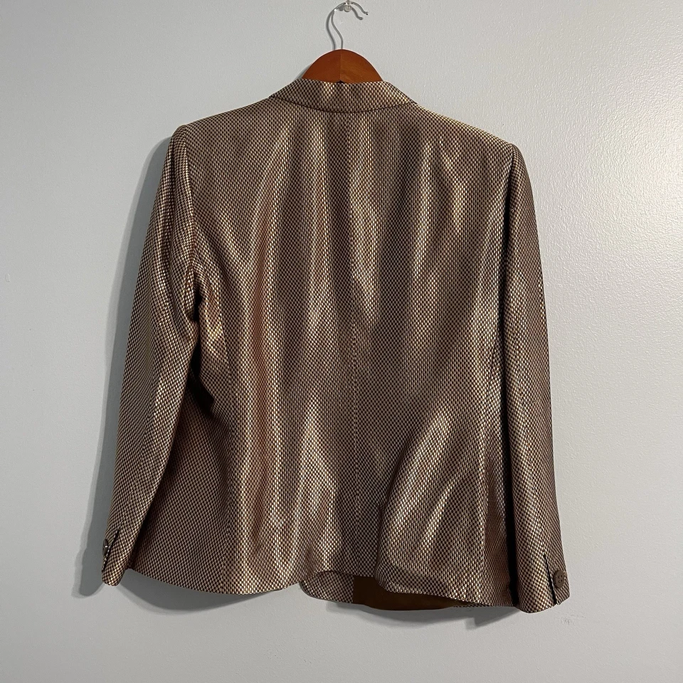 Armani COLLEZIONI Women’s Vintage Norma Della Legge Gold 1 Button Blazer #6 - Image 3 of 4