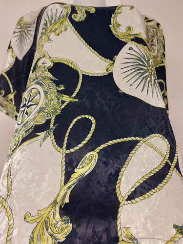 Jaques Vert Ladies Blouse Tunic Top 14 Multicoloured Satin Chain Print Vintage - Picture 4 of 10