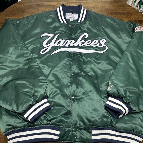 Vintage 90s Starter Yankees Satin Bomber Puffer Jacket Green 5XL rare EUC - Picture 2 of 18
