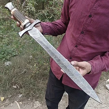 Medieval Sword - Viking Sword Battle Ready - Damascus Steel Short Sword
