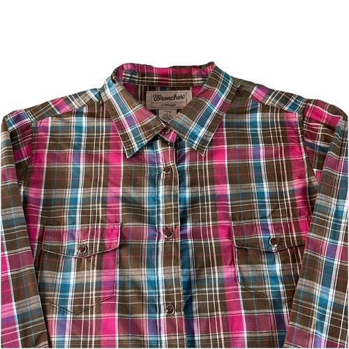 Wrangler Camicia Donna L Multicolore Check Perla Snap Manica Lunga Western Rodeo - Foto 5 di 7