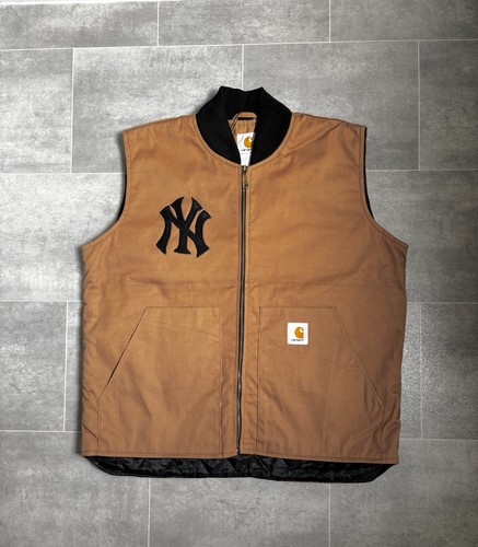 Carharrt NY Yankees Rework Brown Gilet Size M