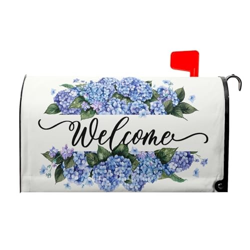 Cubiertas de buzón de bienvenida Spring Farmhouse 21x18 pulgadas Welcome-azul hortensia - Imagen 1 de 7