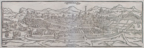 Montpellier Francia vista general xilografía Münster alrededor de 1580 Cosmographia - Imagen 3 de 4