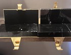 4 Black Marble Swirl And Gold Stocking Hangers