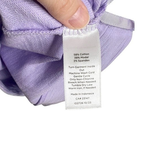 T by Talbots helllila kuscheliger Crush Johnny Kragen Pullover Oberteil UPF 50 Größe 1X - Bild 11 von 12
