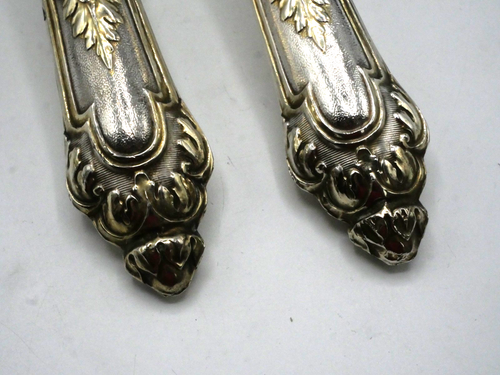 BEAU SERVICE A DECOUPER  MANCHES ARGENT ET VERMEIL COFFRET - Picture 3 of 7