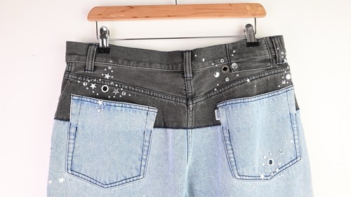 Phillip Lim 3.1 “ Liberty” Embroidered 2 Tone Boyfriend Jeans Size US10/UK14 - Picture 12 of 19