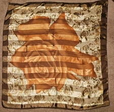 Brown Toned Silky Flowered Scarf - 40" x 40"