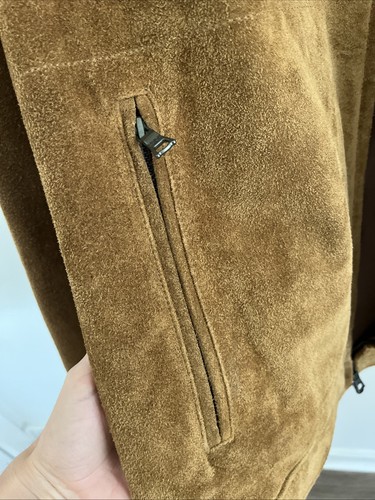 Banana Republic Vtg Y2K F’04 Heavy Suede Frontier Western Leather Zip Jacket M - Picture 8 of 13