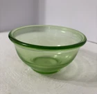 Vintage Hazel Atlas Green Uranium Depression Glass Mixing Bowl 7" Glows Nesting