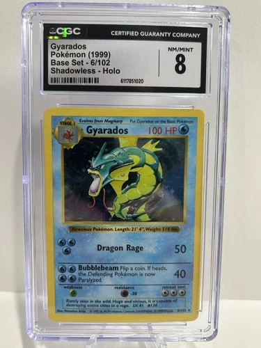 CGC 8 Gyarados Pokemon 1999 Base Set Shadowless 6/102 Holo Graded Near Mint/Mint