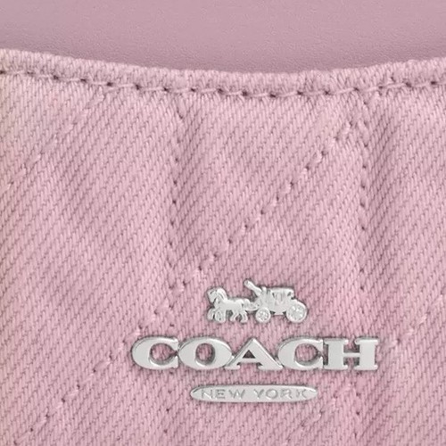 Nuevo con etiquetas Estuche para Tarjetas de Identificación Coach Slim Cuero Denim CBR13 Plateado/Bailarina/Carnation - Imagen 6 de 6