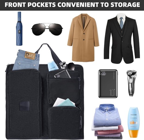 45’’ Garment Bags for Travel, Premium Foldable Suit Bag Hanging 45" BLACK - Picture 3 of 6