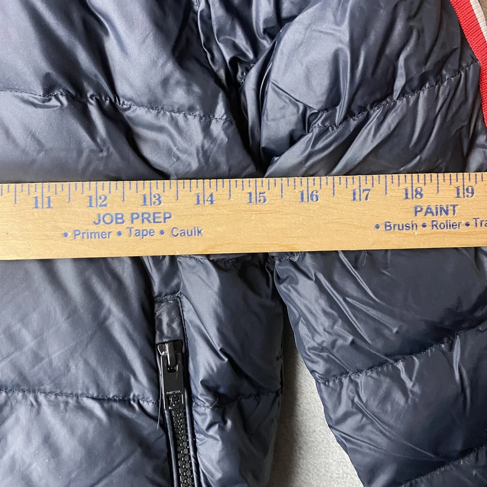 Chaqueta acolchada Diesel para niños talla 10 azul marino rojo con capucha bolsillos con cremallera Foto 3 de 4