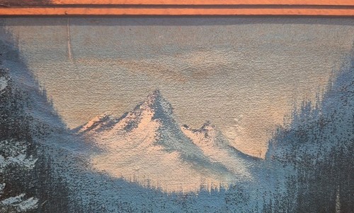 "Pintura de terciopelo mexicano MCM vintage paisaje de ciervos 22,5""X 18"" enmarcado" - Imagen 3 de 8
