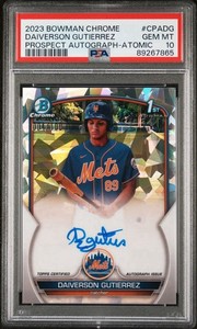 2023 Bowman Chrome 1st Daiverson Gutierrez Auto Atomic /100 Mets PSA 10 #CPA-DG