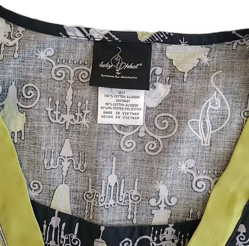 Baby Phat Scrub Top Damen S schwarz limettengrün ausgefallen Kronleuchter hinten Schleife Y2K - Bild 4 von 24