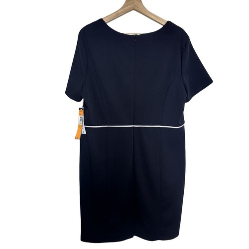 ILE N.Y. Dress Womens Sz 14 Black White Sheath Square Neck Career Business NWT - Picture 2 of 6