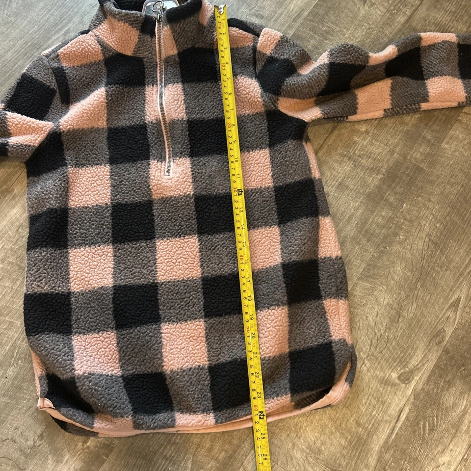 JERSEY MUJER NEGRO ROSA GRIS A CUADROS 1/4 CREMALLERA SHERPA TALLA PEQUEÑA COMO AZUL Foto 4 de 4