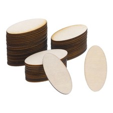 20x10mm Wood Pieces, 60 Pack Unfinished Oval Wood Shapes Wooden Cutouts