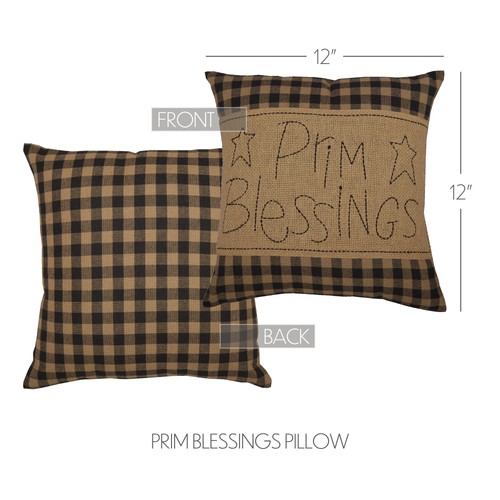Primitive 12"x12" Blessings Pillow Black Thanksgiving Bedroom Decor VHC Brands - Picture 2 of 7