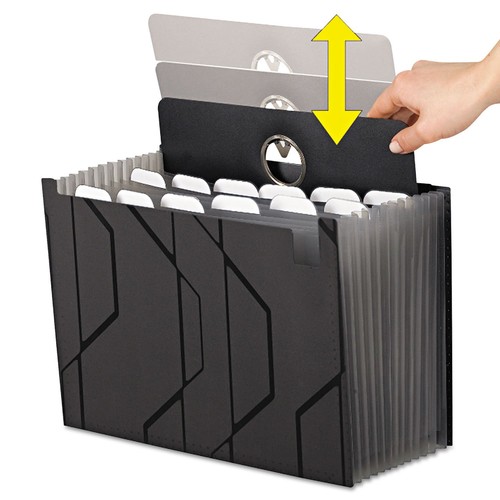 Sliding Cover Expanding File, 13 pockets, Letter Size, Black (2327) - Picture 4 of 6