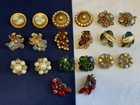 Vtg Clip-On Earring Lot Costume Jewelry Patti Horn Karu Arke Weiss Rhinestone