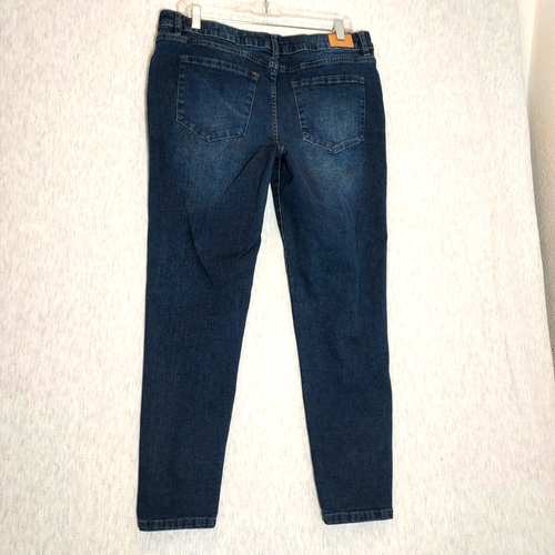Jeans Tahari Amelia Button Fly donna 14/34 skinny denim elasticizzato sbiadito boho retrò - Foto 5 di 7