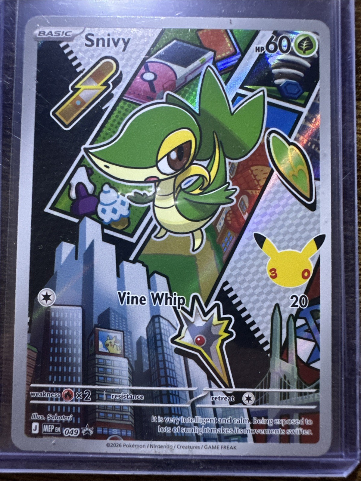 Snivy 049 Series 2 First Partner Illustration Collection, Pokemon Promo, In Hand
