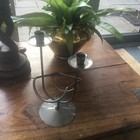 Candle & Wine Bottle Holder Black Metal 2 Taper Candles Dining Table Decor