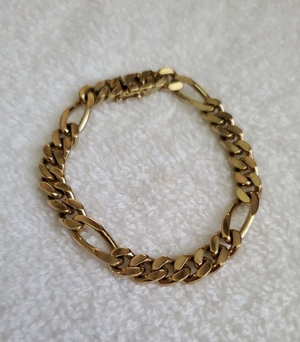 Vintage Chunky Cuban Curb Link Bright Shiny Gold Tone Heavy Statement Bracelet