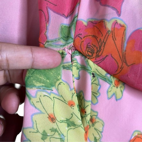 ASOS CURVE | Floral Mini Dress Shirred Waist Peach Size 18 Summer Party Brunch - Picture 15 of 16