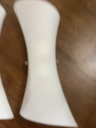 2-Light Satin White Nickel Lot 2 Ultra Modern Glass Wall Sconces Art Deco Large - Picture 17 of 21