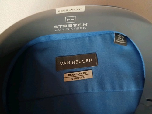 Van Heusen reg fit stretch Lux Sateen clear water size 2XL 18 34-35 NEW #272C - Bild 5 von 6