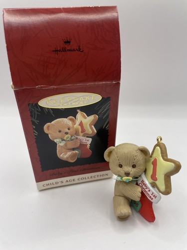 Hallmark Ornament 1993 BABY'S FIRST CHRISTMAS Ornament Bär mit Plätzchen - Bild 2 von 6