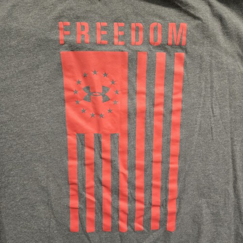 Under Armour Men's XL Athletic UA Freedom Flag T-Shirt Short Sleeve Gray Red - Picture 10 of 10