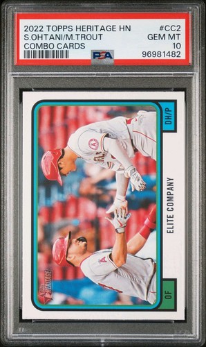 Shohei Ohtani / Mike Trout - 2022 Topps Heritage Combo Cards PSA 10 - Picture 1 of 2