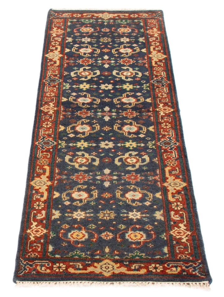 Alfombra de corredor tradicional oriental de lana 2'7" x 7'9" vintage anudada a mano Foto 3 de 4