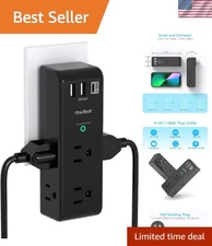 3-Sided Surge Protector Power Strip: 6 Outlets & 3 USB Ports for Maximum Safety