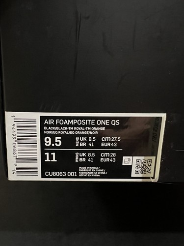 NIKE AIR FOAMPOSITE ONE QS "GRADIENT SOLES" HERREN Gr. 9,5 SCHWARZ ROYAL ORANGE NEU - Bild 14 von 14