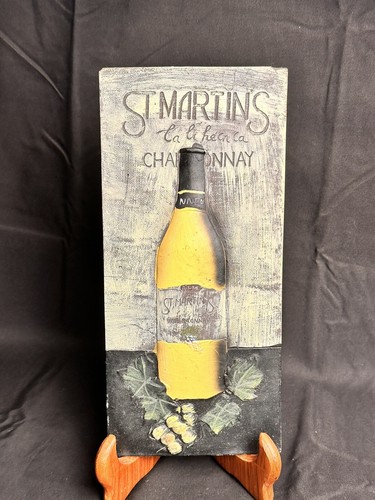 St Martin's Chardonnay Weintrauben Ton geprägte hängende Fliese Kunst 10 1/2"x 5" - Bild 1 von 2