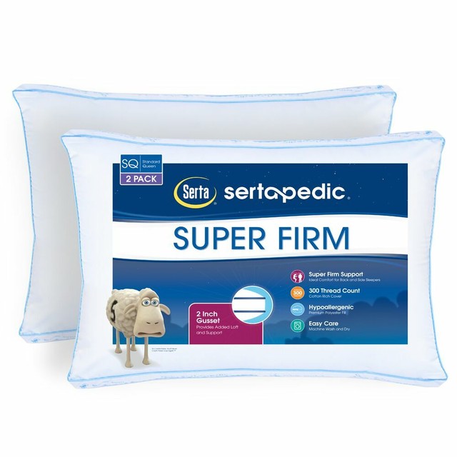 King Size Super Firm Set Of 2 Bed Pillows Cool Comfort Sleep