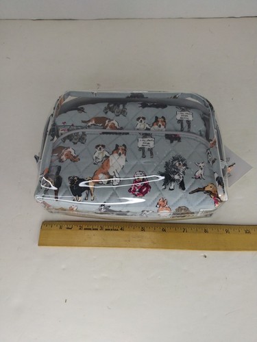 Vera Bradley 3 pc. Cosmetic Kit Dog Show Pattern Toiletry Make-up Case Bags New - Picture 11 of 11