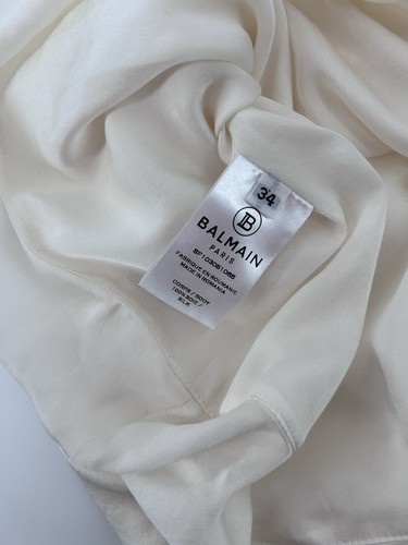 Balmain NWT 100% Silk Gold Button Detail Faux Wrap Tank Size 34 US 2 - Picture 5 of 8
