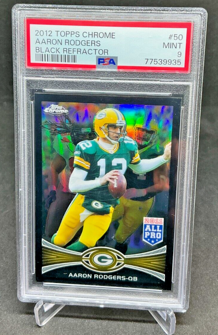 PSA 9 - 2012 Topps Chrome AARON RODGERS Black Refractor 92/299 #50 (9935)