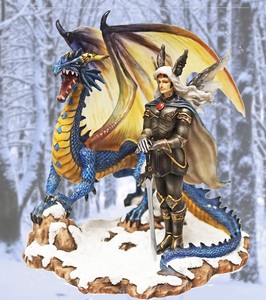 Nene-Thomas-SAPPHIRE-Dragon-amp-Warrior-NT143-Fairy-Site-Figure-Munro-Faery-Glen