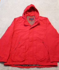 Mens LANDS END red hooded in the collar full zip LS light weight jacket XXL MINT