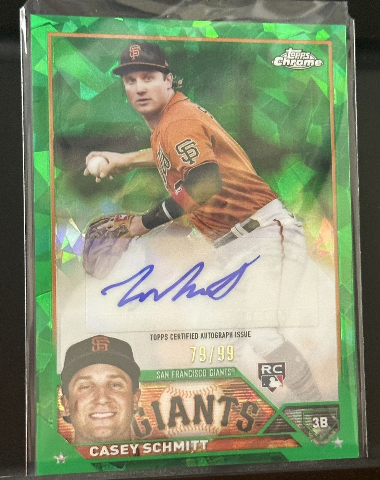 2023 Topps Chrome UPDATE Sapphire CASEY SCHMITT AUTO GREEN /99 Rookie GIANTS RC